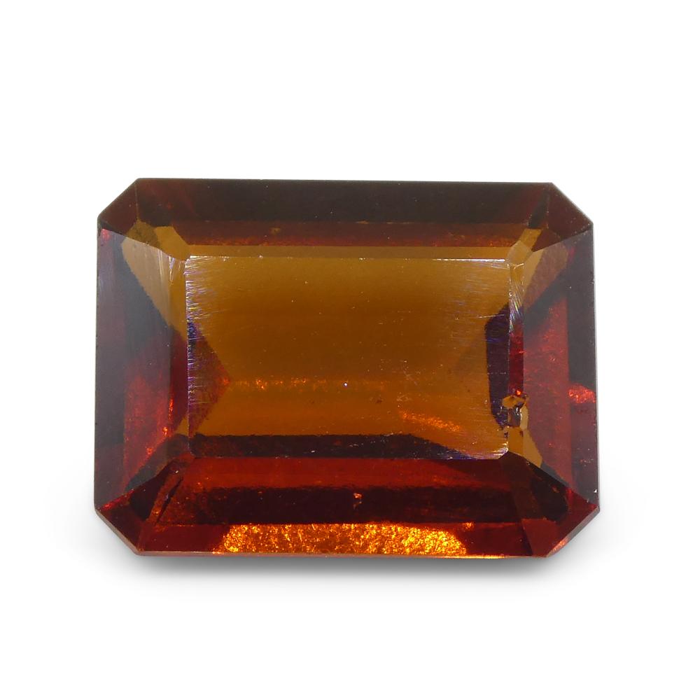 Women's or Men's 5.91ct Emerald Cut Reddish Orange Hessonite Garnet from Sri Lanka For Sale