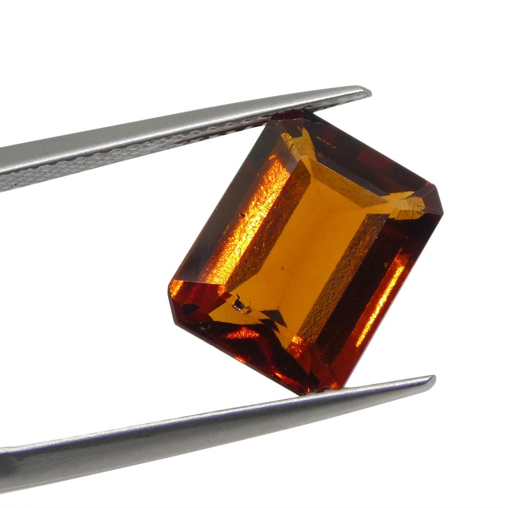 5.91ct Emerald Cut Reddish Orange Hessonite Garnet from Sri Lanka For Sale 1