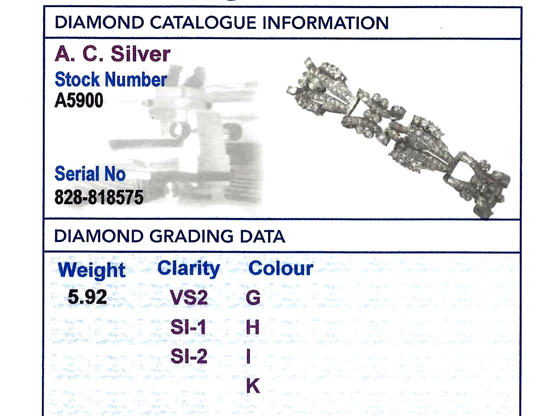 5.92 Carat Diamond and Platinum/Palladium Bracelet 4