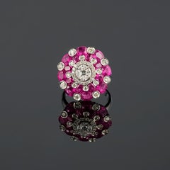 5.92 Carat Ruby and Diamond Cocktail Ring in 14K White Gold