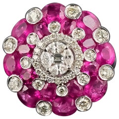 5.92 Carat Ruby and Diamond Cocktail Ring in 14K White Gold