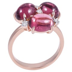 5.92 Carat Trio Pink Tourmaline Ring with 0.13 Carat Diamonds in 18 karat gold