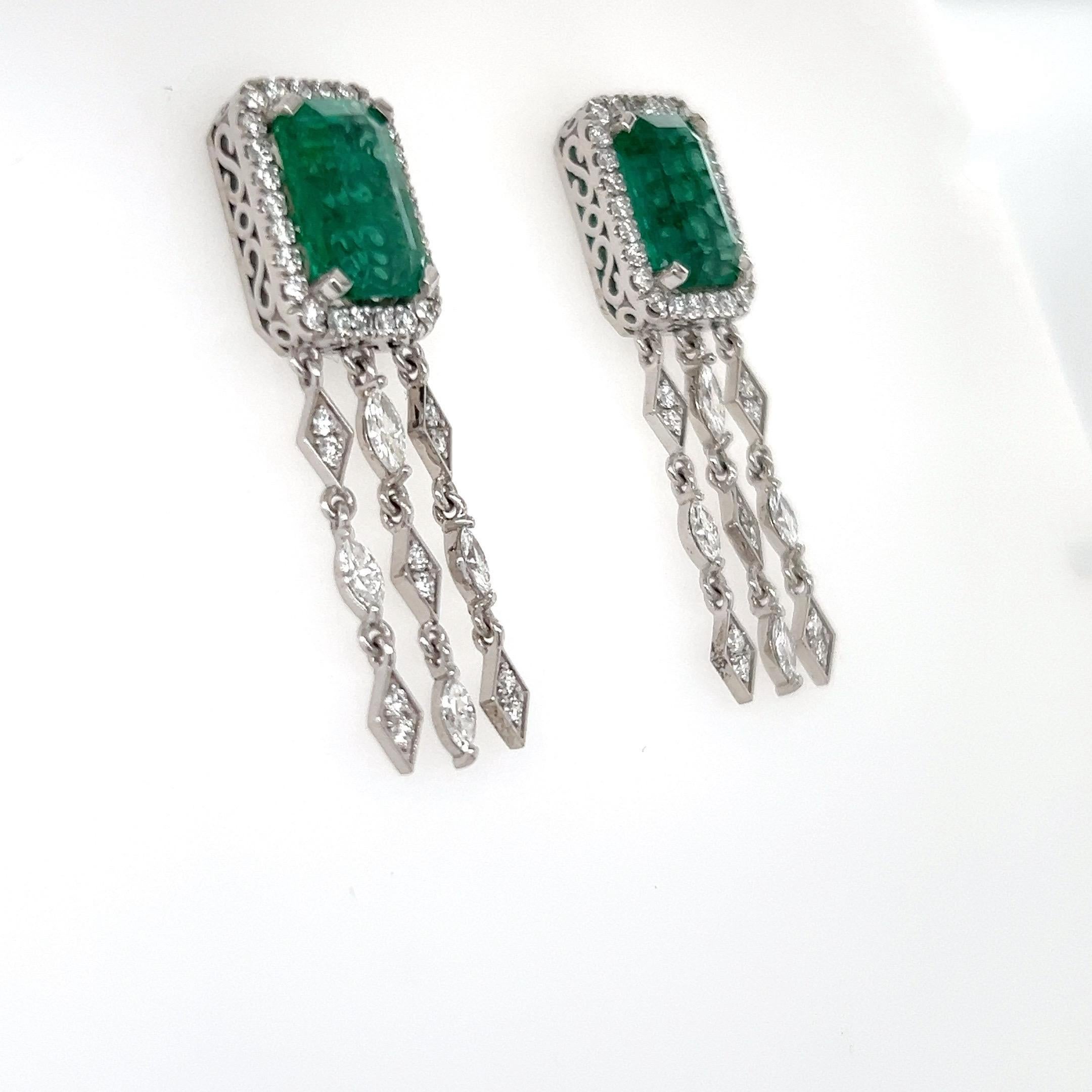 5.92 Carat Zambian Emerald Earrings In New Condition For Sale In Richmond, BC