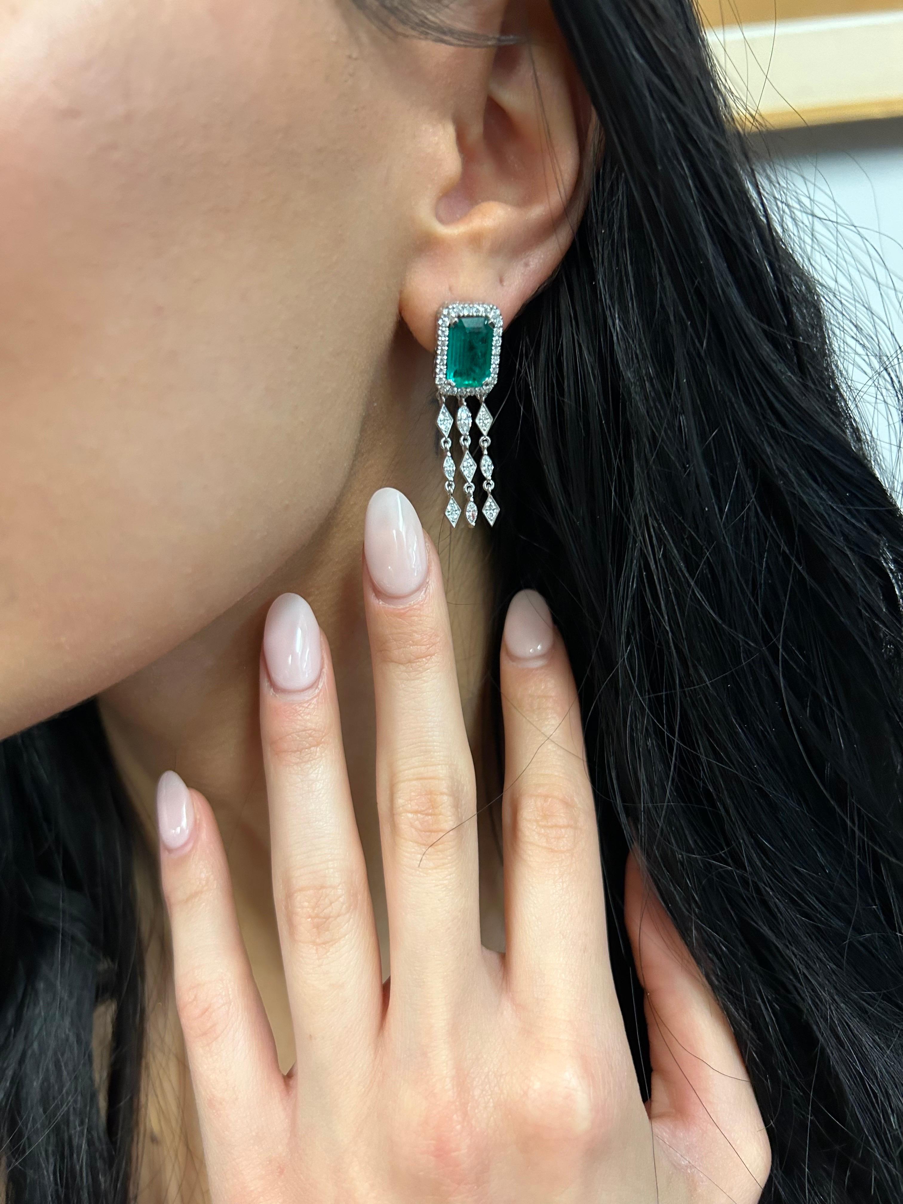 5.92 Carat Zambian Emerald Earrings For Sale 1