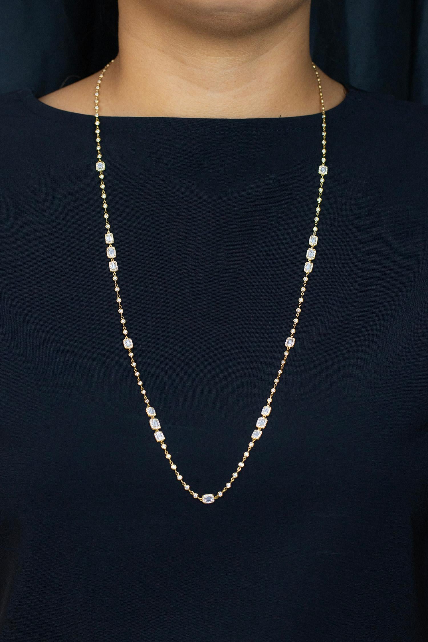 Roman Malakov 5.92 Carats Total Baguette & Runde Diamanten By the Yard Halskette 1