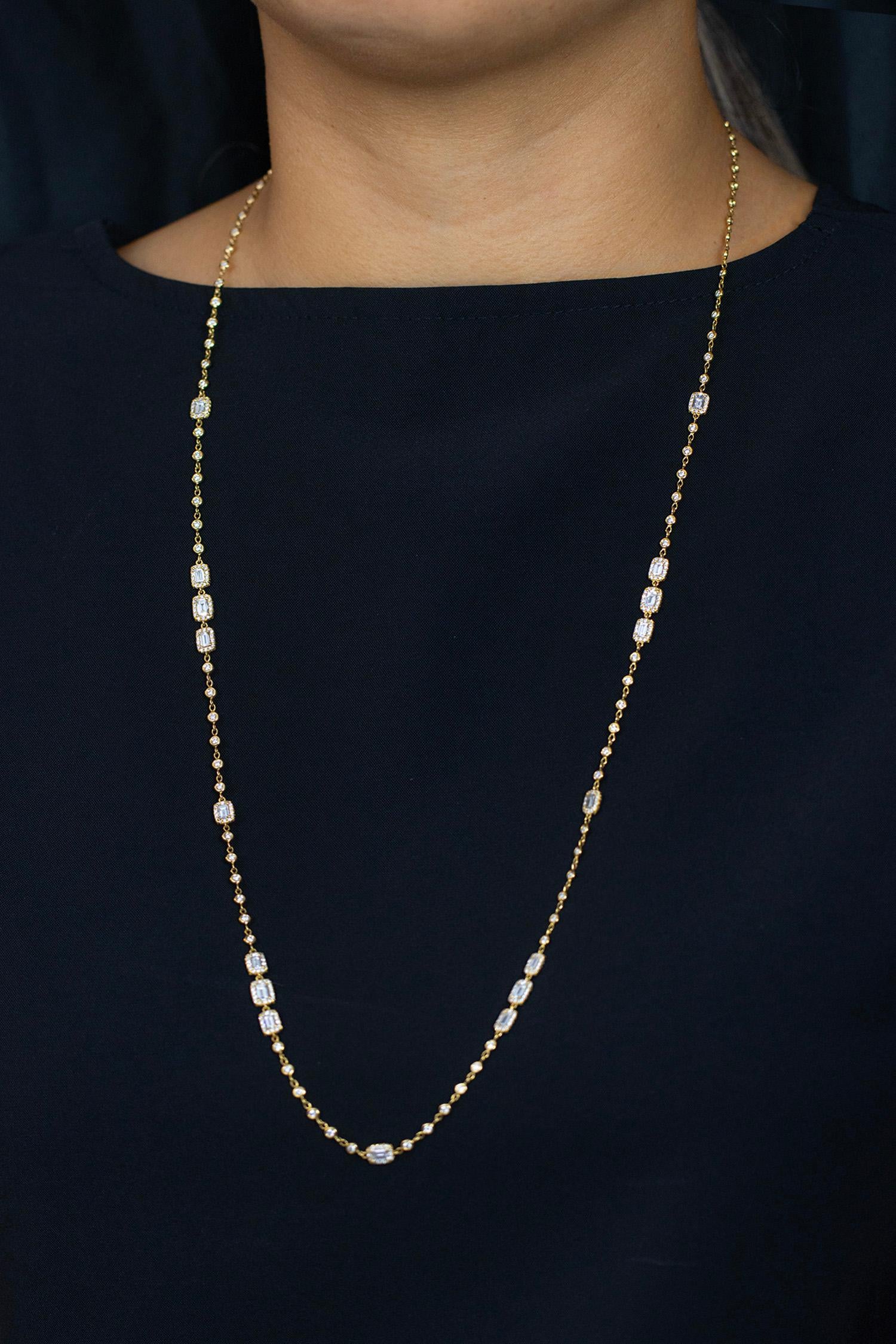 Roman Malakov 5.92 Carats Total Baguette & Runde Diamanten By the Yard Halskette 2