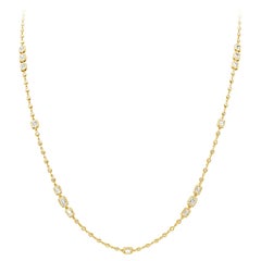 5.92 Carats Total Baguette and Round Cut Diamond By the Yard Necklace
