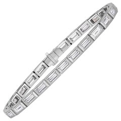 5.92ct Baguette Cut Diamond Bezel tennis Bracelet in 18k White Gold