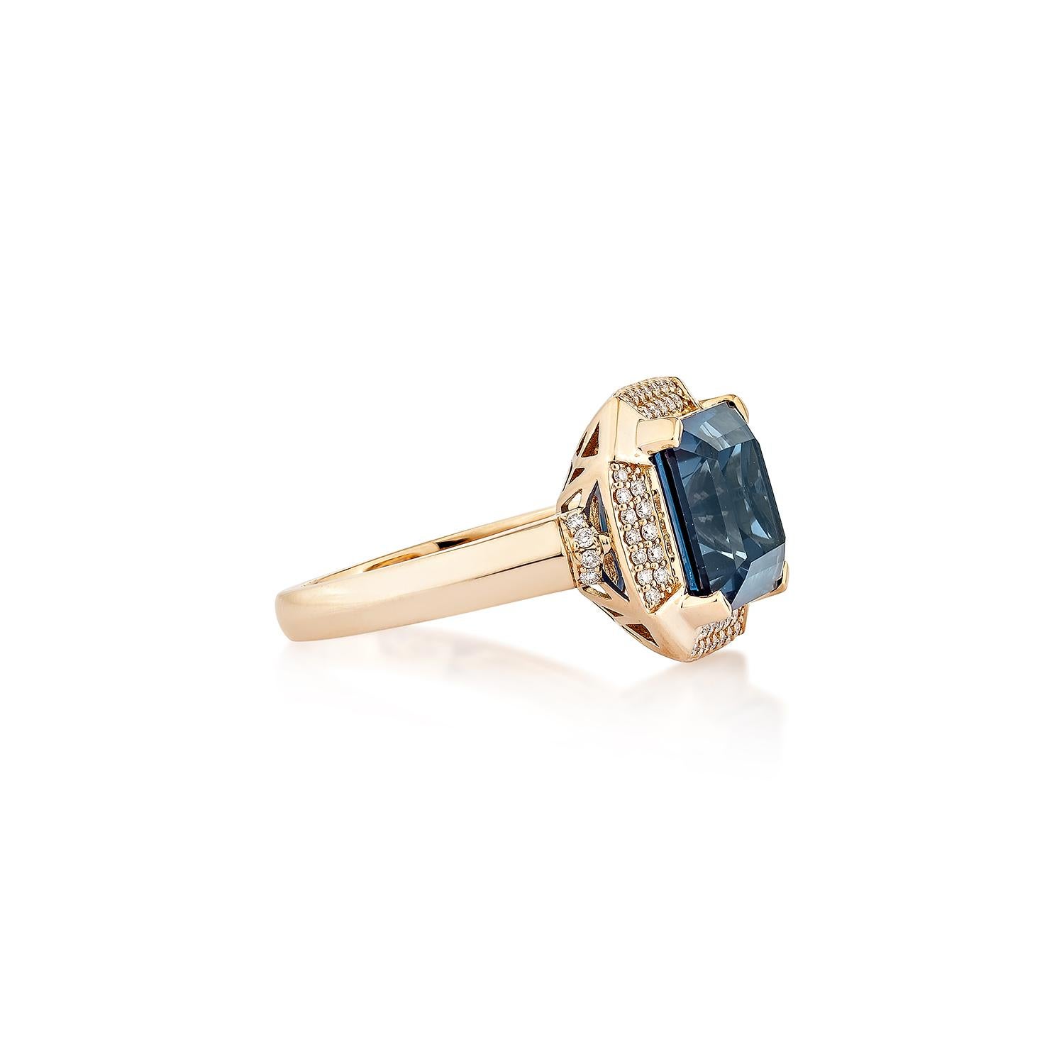 Introducing a new ring style that represents luxury, fashion, and personal flair. The collection includes antique rings adorned with beautiful gemstone London blue topaz. One standout piece is a London blue topaz ring surrounded by dazzling