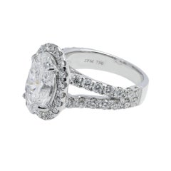 5.93 Carat Oval Diamond Ring Brilliant White 18K White Gold Refined Grandeur