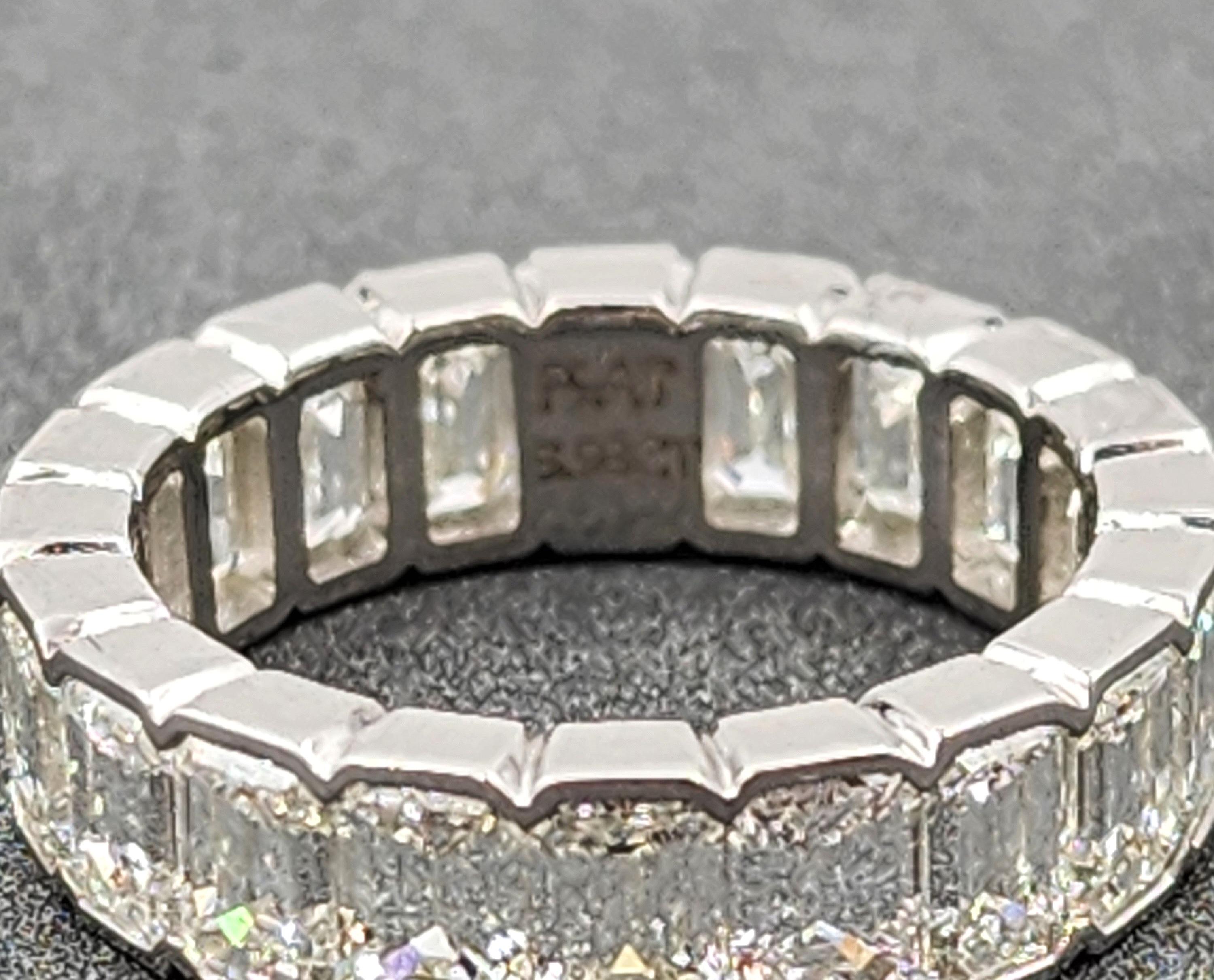 Women's or Men's 5.93 ct Bezel Set Emerald Cut Eternity Ring For Sale