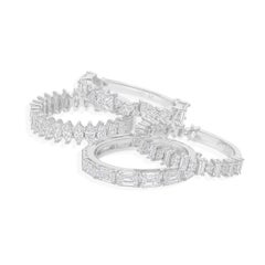 5.93Ct Natural Diamond Half Eternity Band Ring Set of 4 14 Karat White Gold