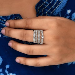 5.93Ct Natural Diamond Half Eternity Band Ring Set of 4 18 Karat White Gold