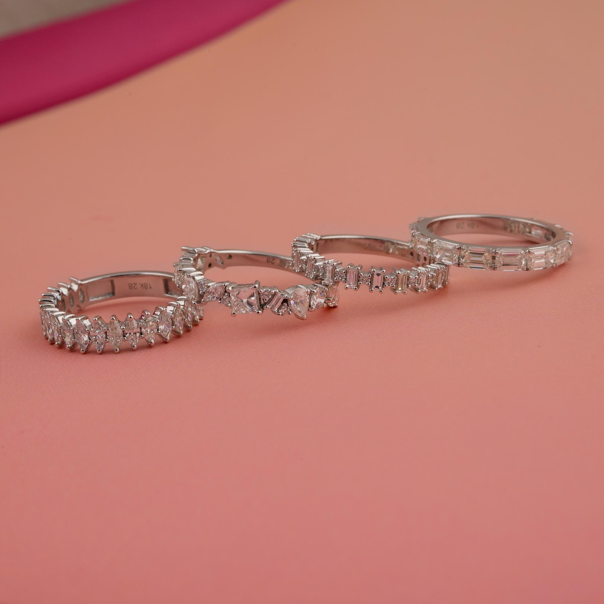 in vendita:  Anello a mezza eternità con diamante naturale da 5,93 carati, set di 4 anelli in oro bianco da 18 carati 4