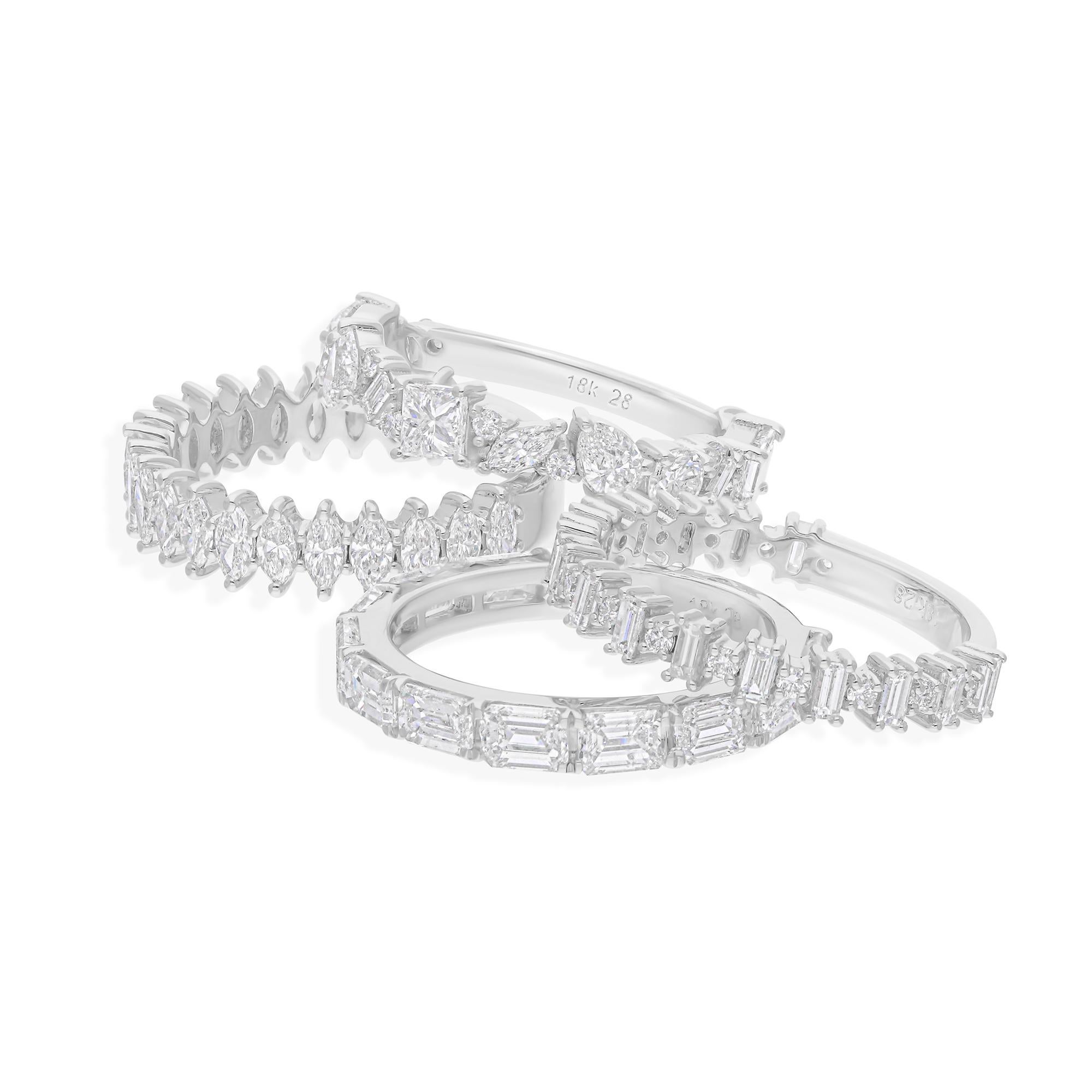 in vendita:  Anello a mezza eternità con diamante naturale da 5,93 carati, set di 4 anelli in oro bianco da 18 carati 6