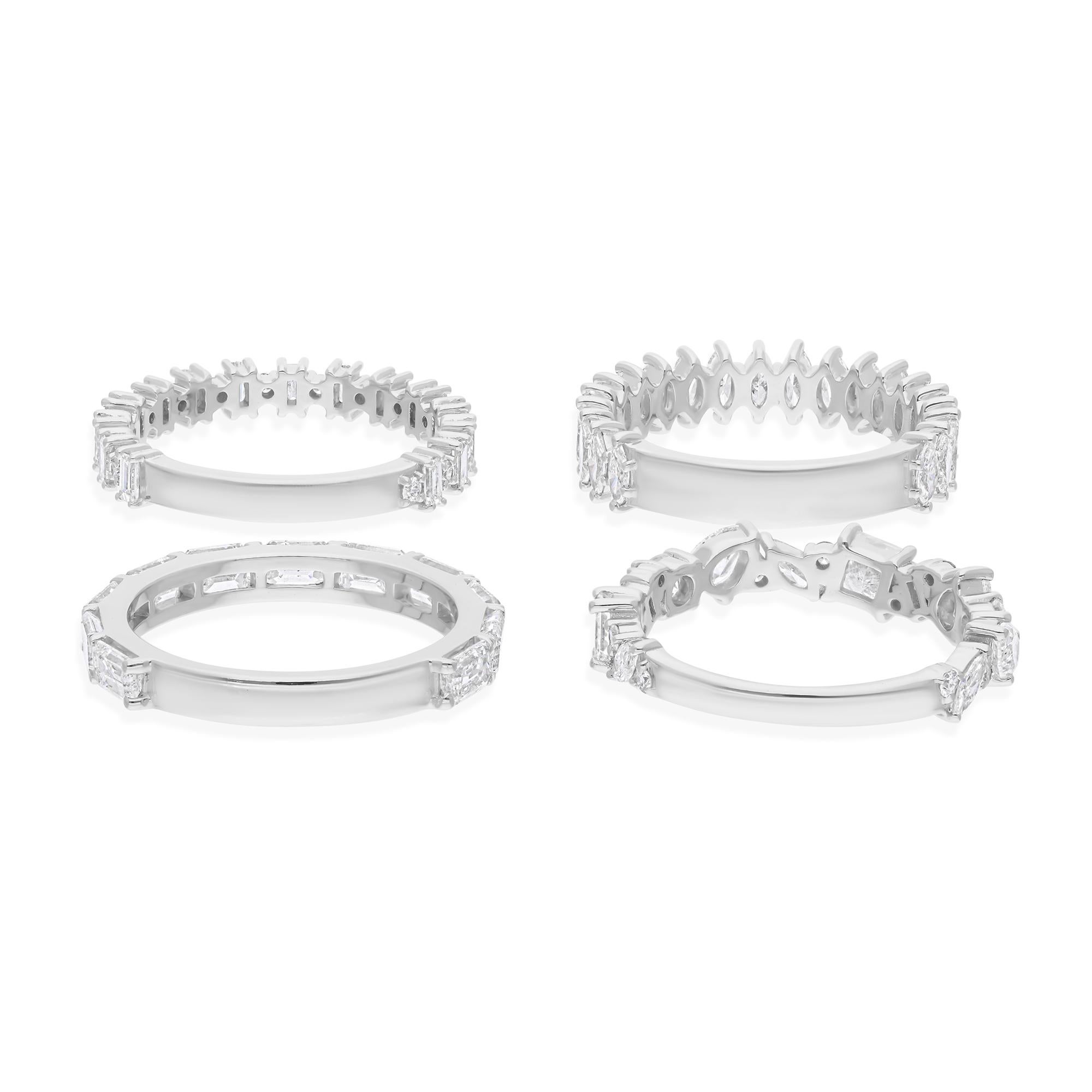 in vendita:  Anello a mezza eternità con diamante naturale da 5,93 carati, set di 4 anelli in oro bianco da 18 carati 7