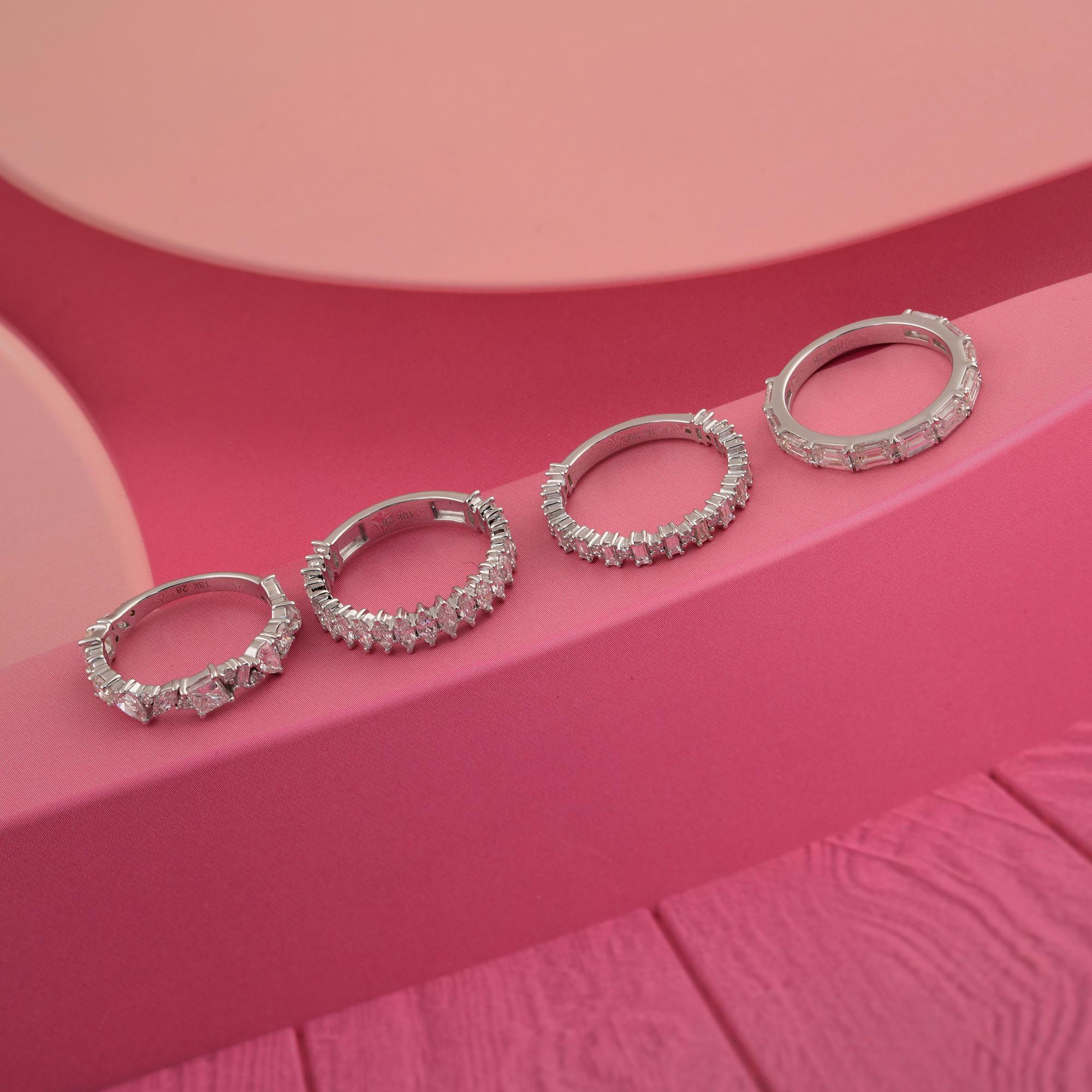 in vendita:  Anello a mezza eternità con diamante naturale da 5,93 carati, set di 4 anelli in oro bianco da 18 carati 8