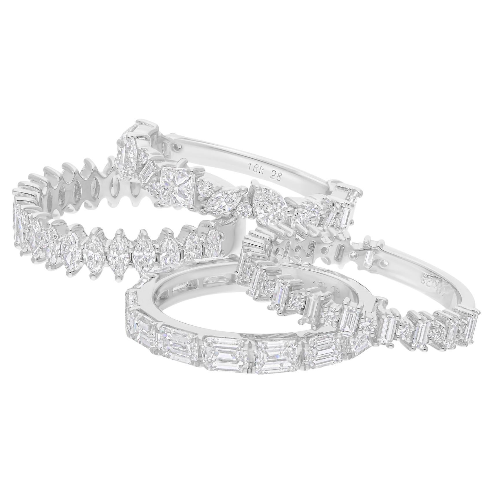 in vendita:  Anello a mezza eternità con diamante naturale da 5,93 carati, set di 4 anelli in oro bianco da 18 carati