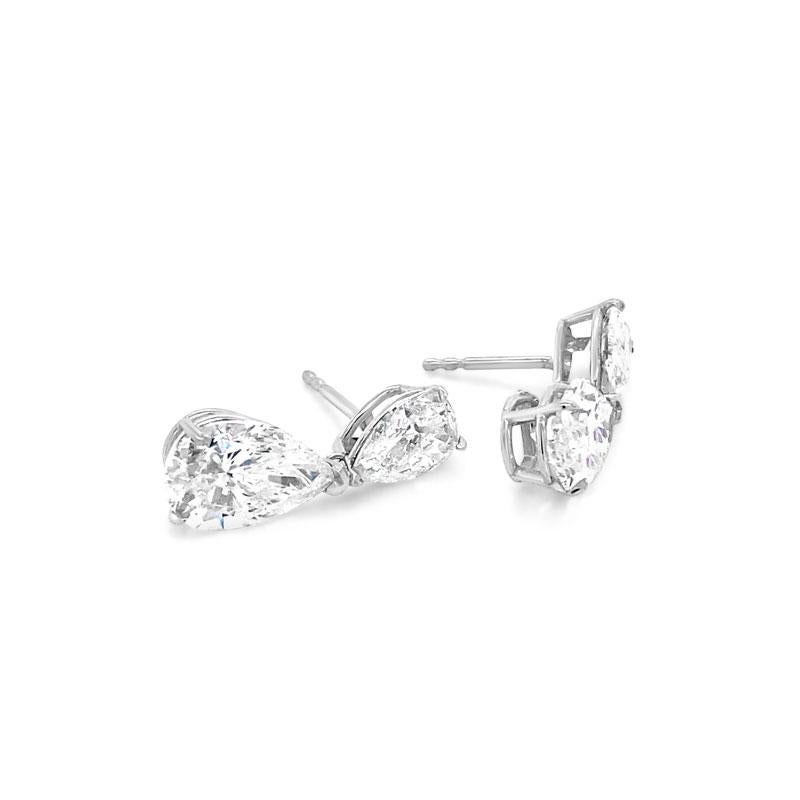 5.93ctw Pear Shaped Diamond Drop Earrings, 14k White Gold I-J I1-SI2 For Sale 1