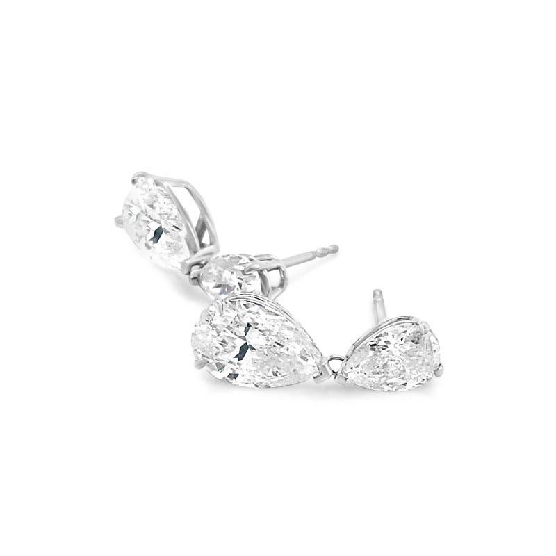 5.93ctw Pear Shaped Diamond Drop Earrings, 14k White Gold I-J I1-SI2 For Sale 2