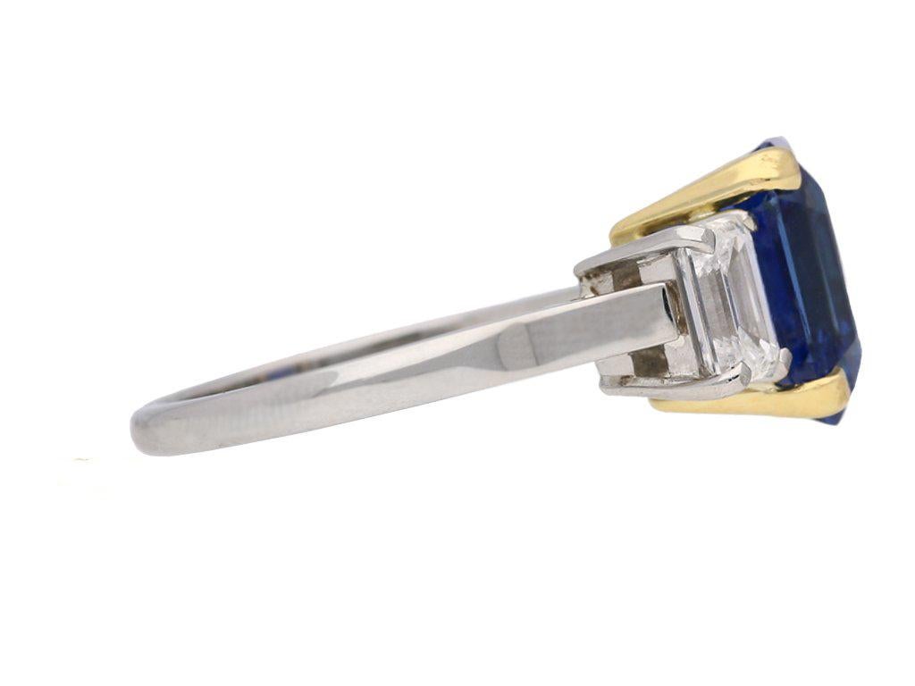 Emerald Cut  5.94 carat Burmese sapphire diamond ring