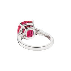 5.94 Carat Cushion Cut Tourmaline Diamond Platinum Ring