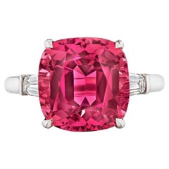 5.94 Carat Cushion Cut Tourmaline Diamond Platinum Ring