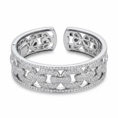 5.94 Carat Diamond Pave and White Gold Cuff Bracelet