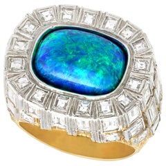 5.94 Carat Opal and 6.55 Carat Diamond Yellow Gold Cocktail Ring by Grima