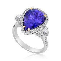 5.94 Carat Pear Shape Tanzanite and Diamond Ring
