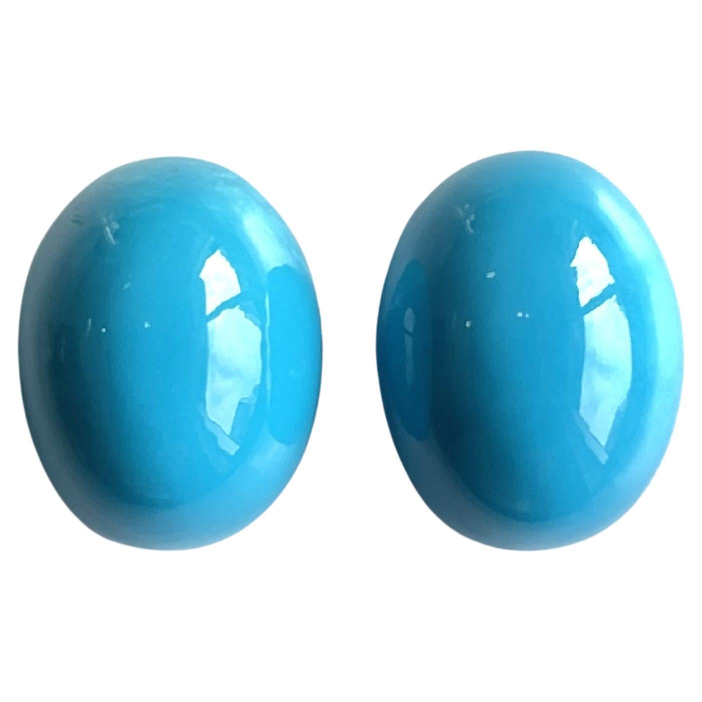 59.49 Carats Turquoise Arizona Cabochons 2 Pieces Paire Pour Bijoux Gemmes Naturelles