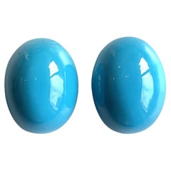 59.49 Carats Turquoise Arizona Cabochons 2 Pieces Paire Pour Bijoux Gemmes Naturelles