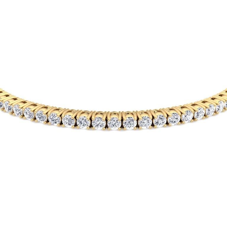 Taille ronde Bracelet tennis en or jaune 14 carats avec diamants de 5,94 carats par Gem Jewelers Co.  en vente