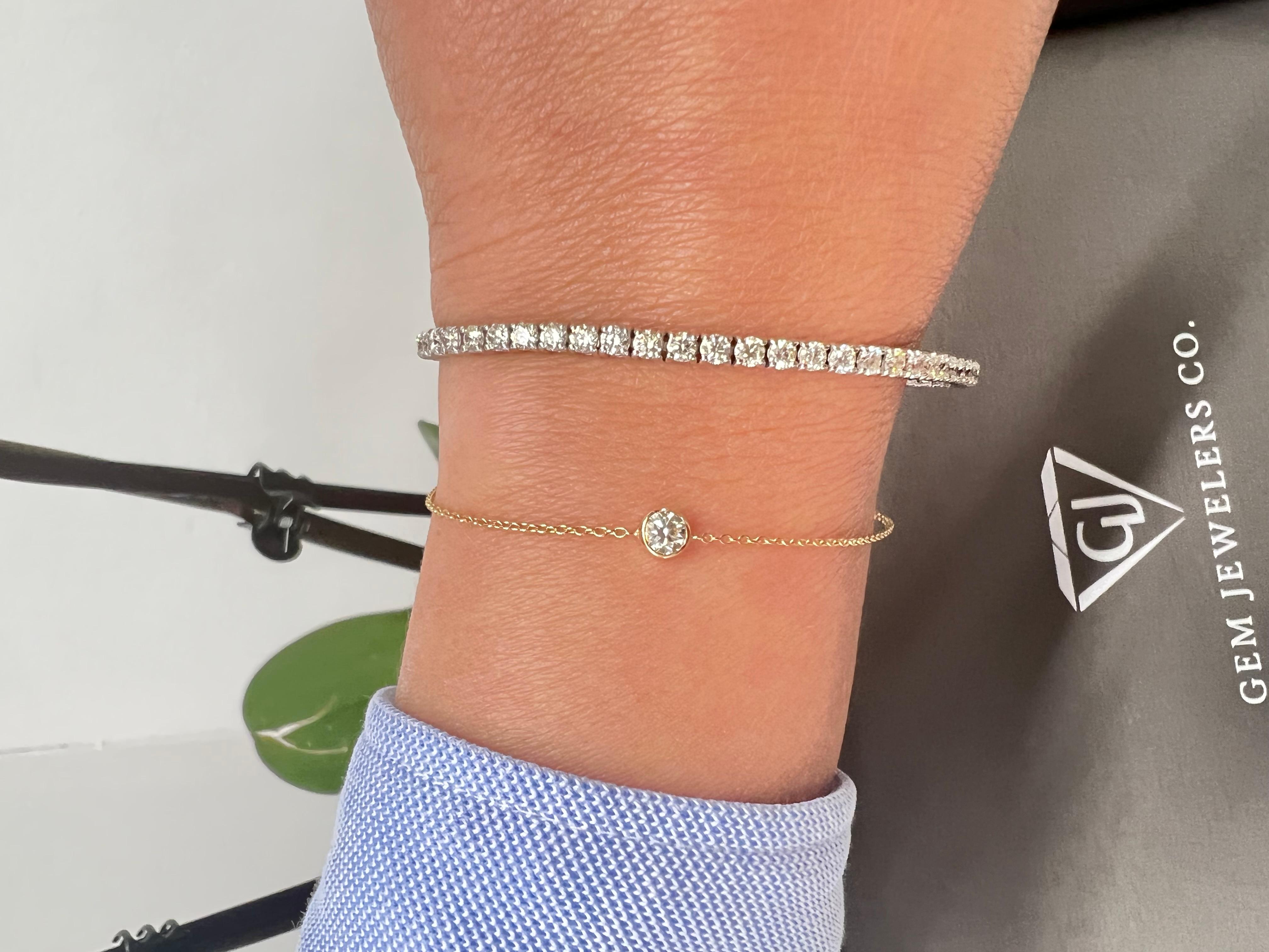Bracelet tennis en or jaune 14 carats avec diamants de 5,94 carats Neuf - En vente à Miami, FL