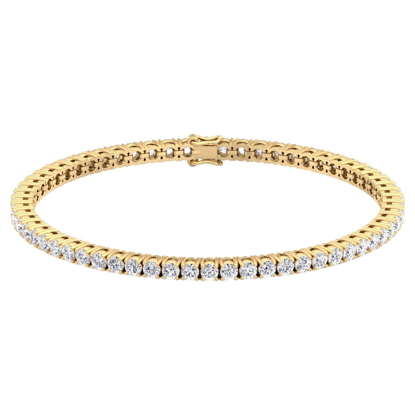 Bracelet tennis en or jaune 14 carats avec diamants de 5,94 carats