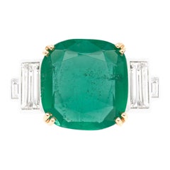 5.94ct Emerald and Diamond 18 Carat Yellow Gold and Platinum Engagement Ring