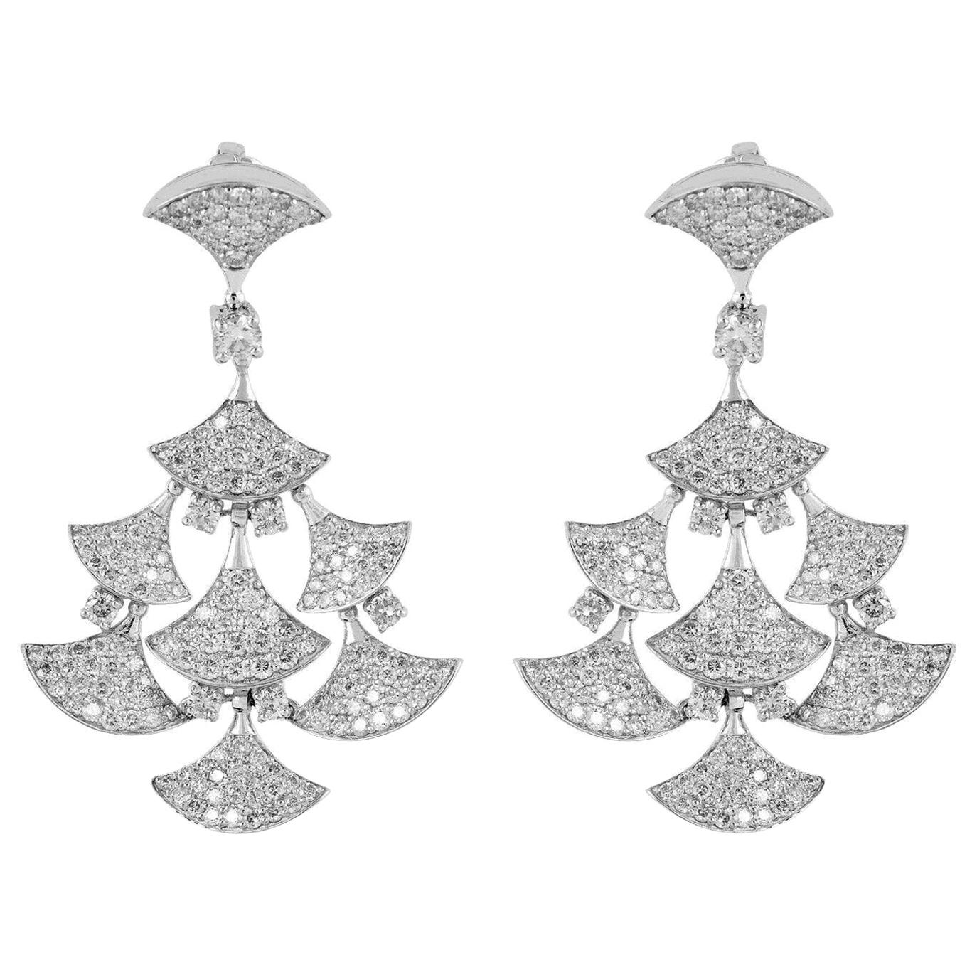 Boucles d'oreilles Diva en or blanc 14 carats avec diamants de 5,95 carats