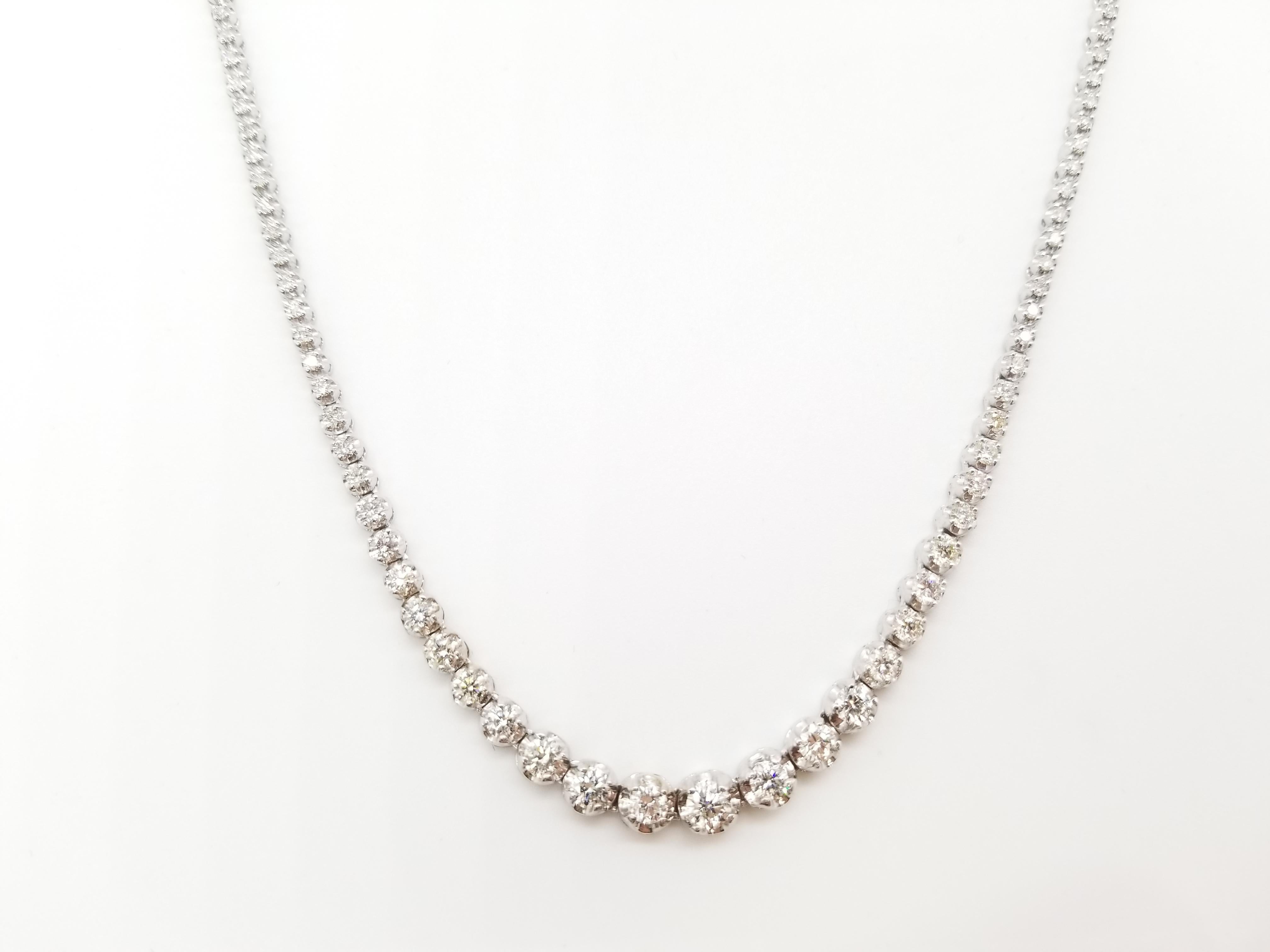 5.95 Carat Diamond White Gold Riviera Graduated Tennis Necklace In New Condition In Great Neck, NY