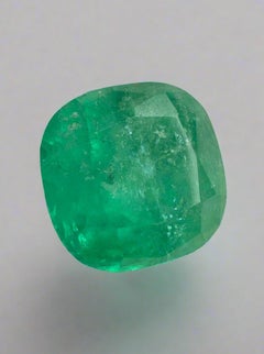 5.95 Carat Green Colombian Emerald - Cushion Cut Genuine May Birthstone
