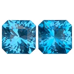 5.95 Carat Incredible Loose Swiss Blue Topaz Pair Square Shape Gemstone