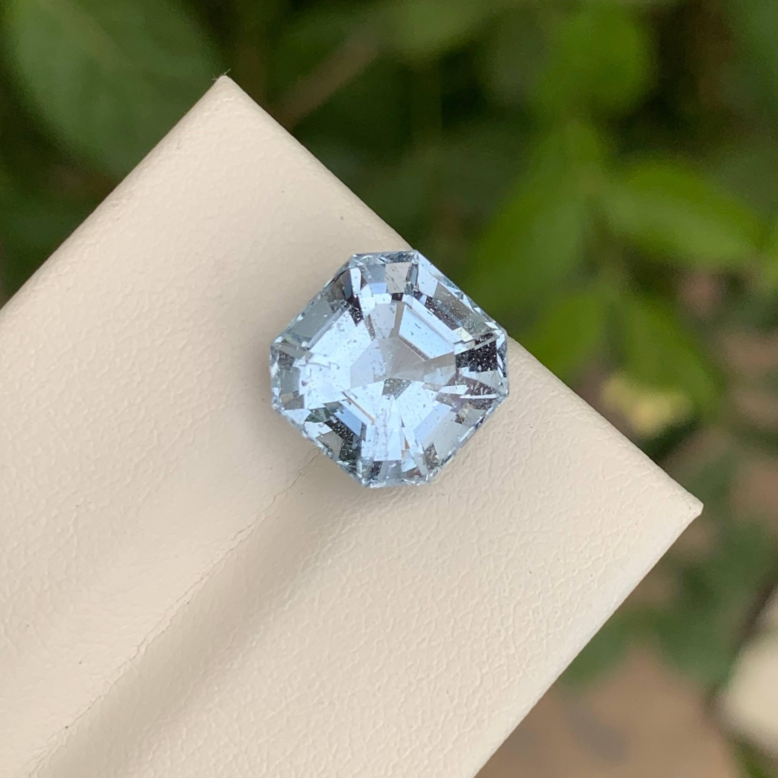 5.95 Carat Loose Aquamarine Goshenite Asscher Cut Natural Pakistani Gemstone in vendita 4