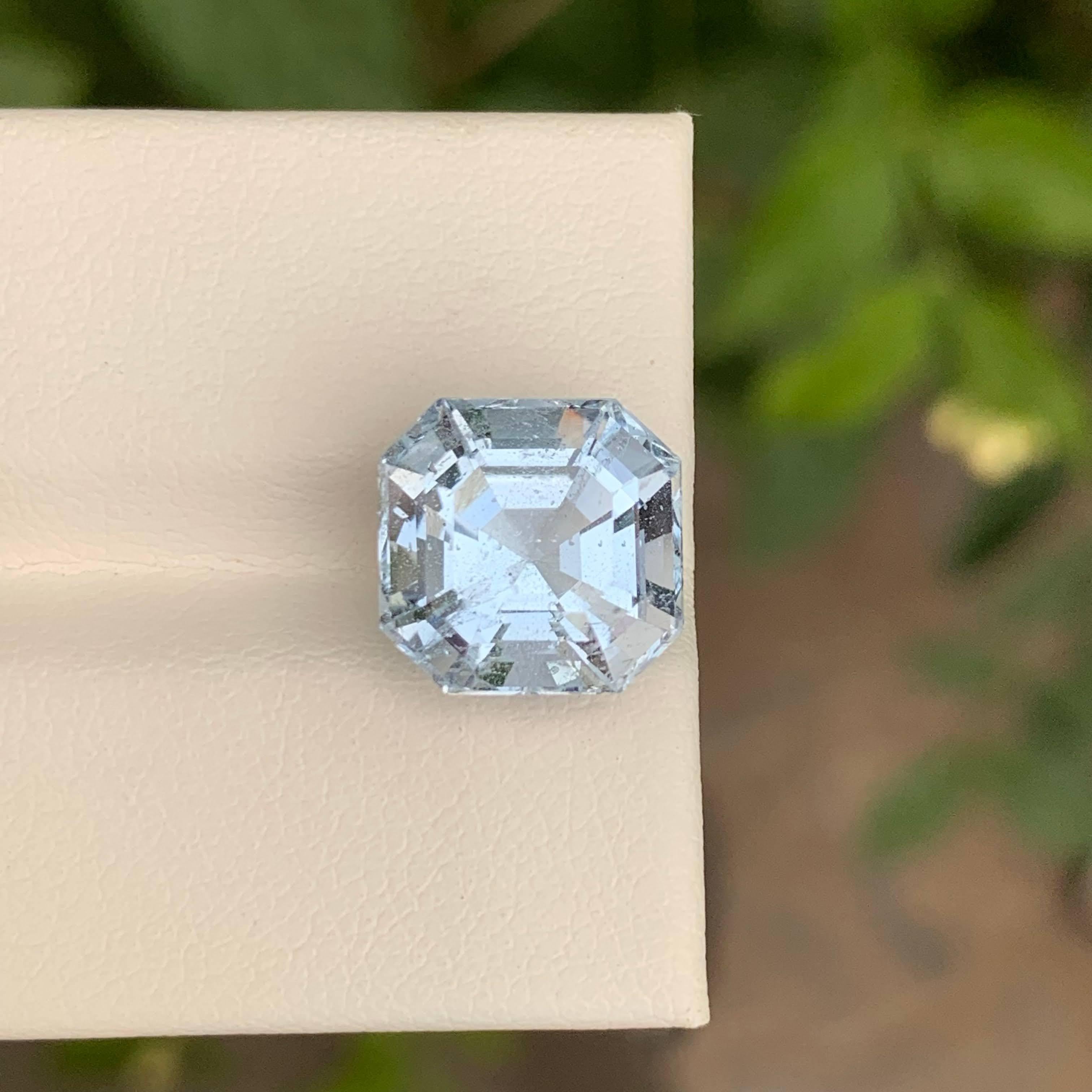 5.95 Carat Loose Aquamarine Goshenite Asscher Cut Natural Pakistani Gemstone in vendita 5