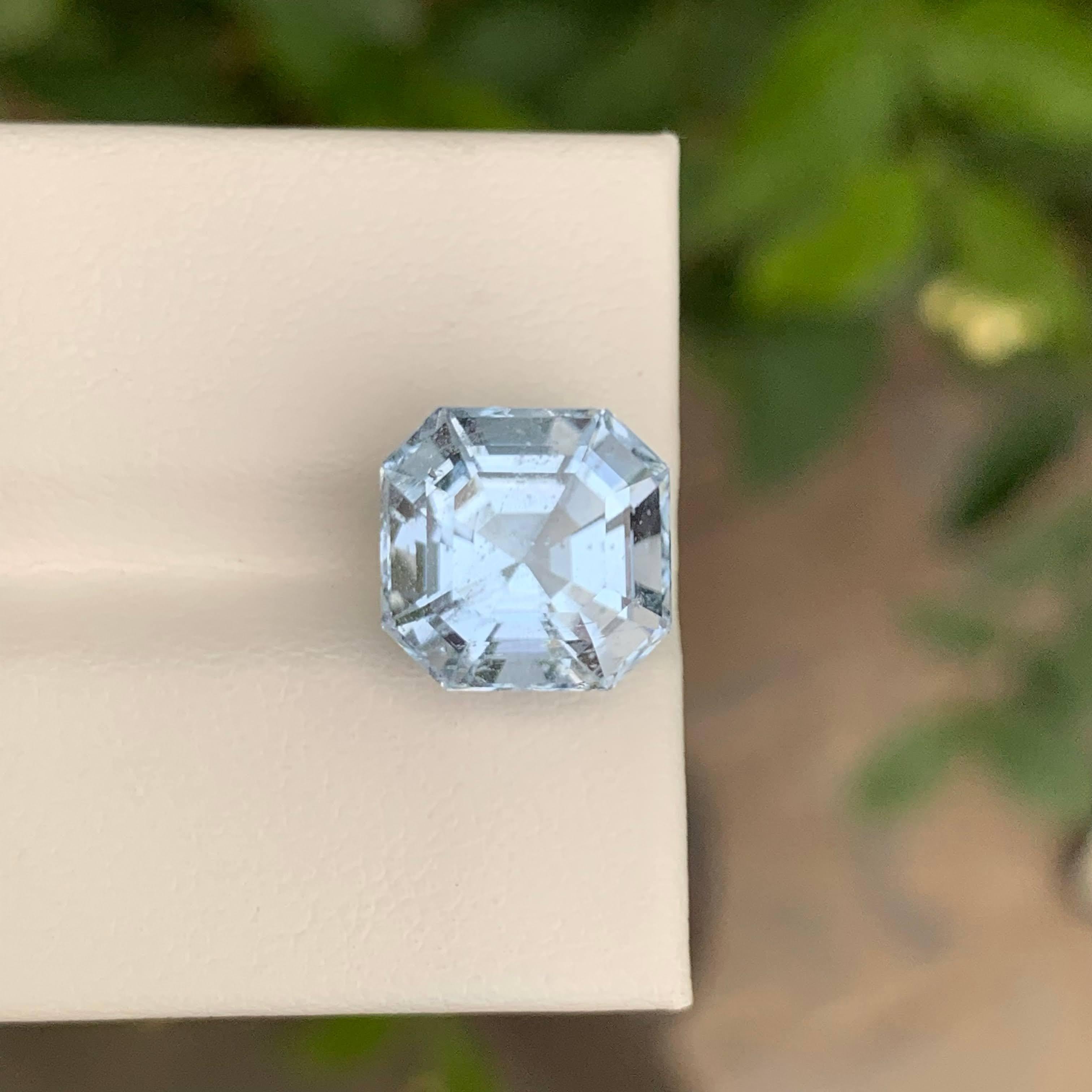 5.95 Carat Loose Aquamarine Goshenite Asscher Cut Natural Pakistani Gemstone In condizioni Nuovo in vendita a Bangkok, TH