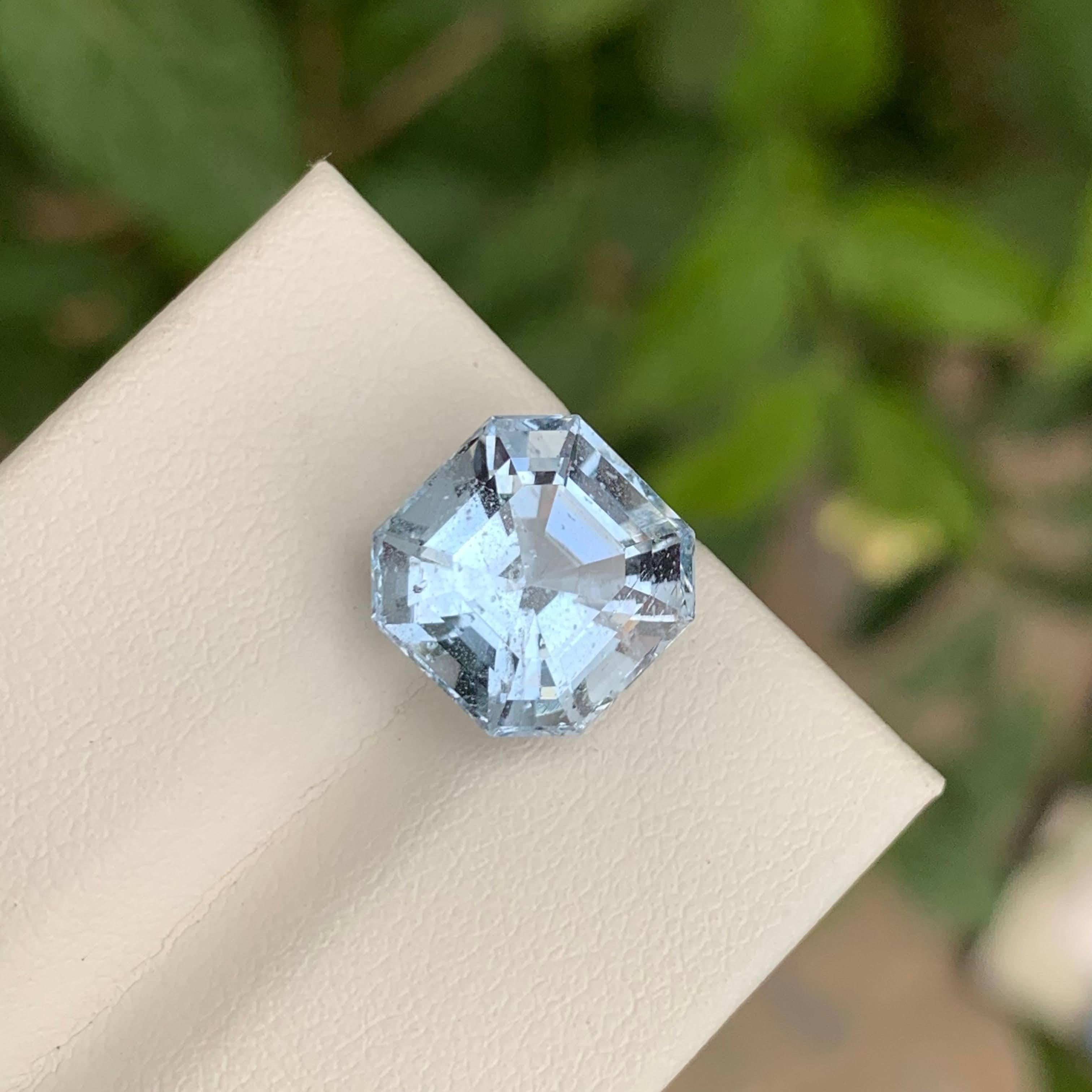 5.95 Carat Loose Aquamarine Goshenite Asscher Cut Natural Pakistani Gemstone in vendita 1