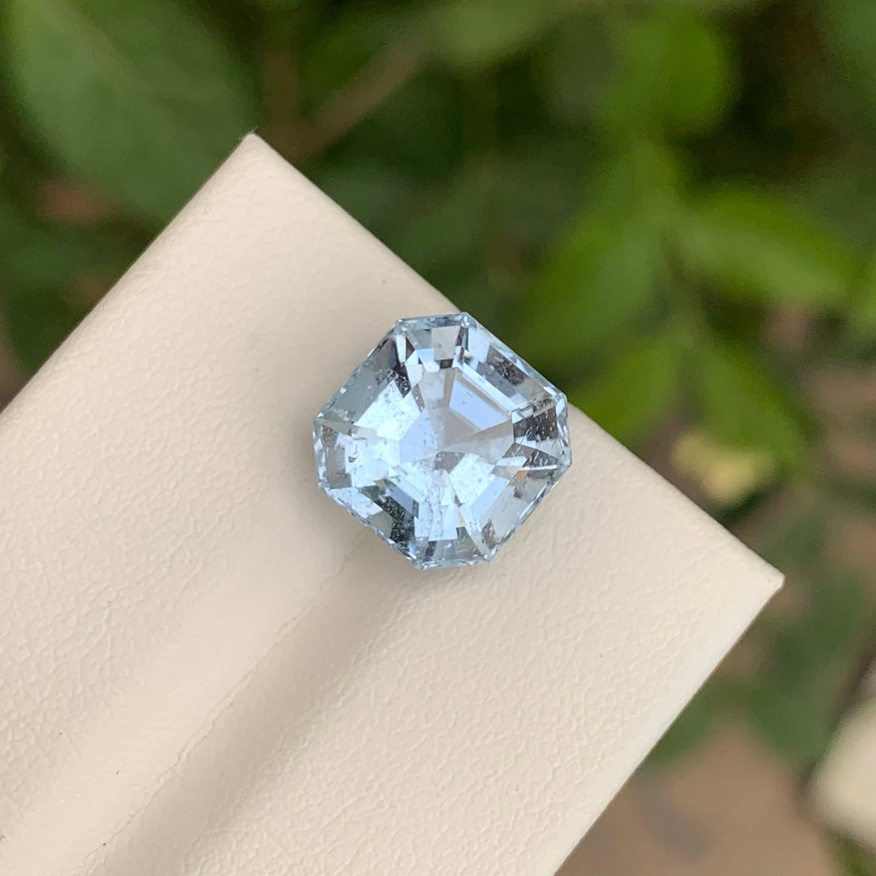 5.95 Carat Loose Aquamarine Goshenite Asscher Cut Natural Pakistani Gemstone in vendita 2