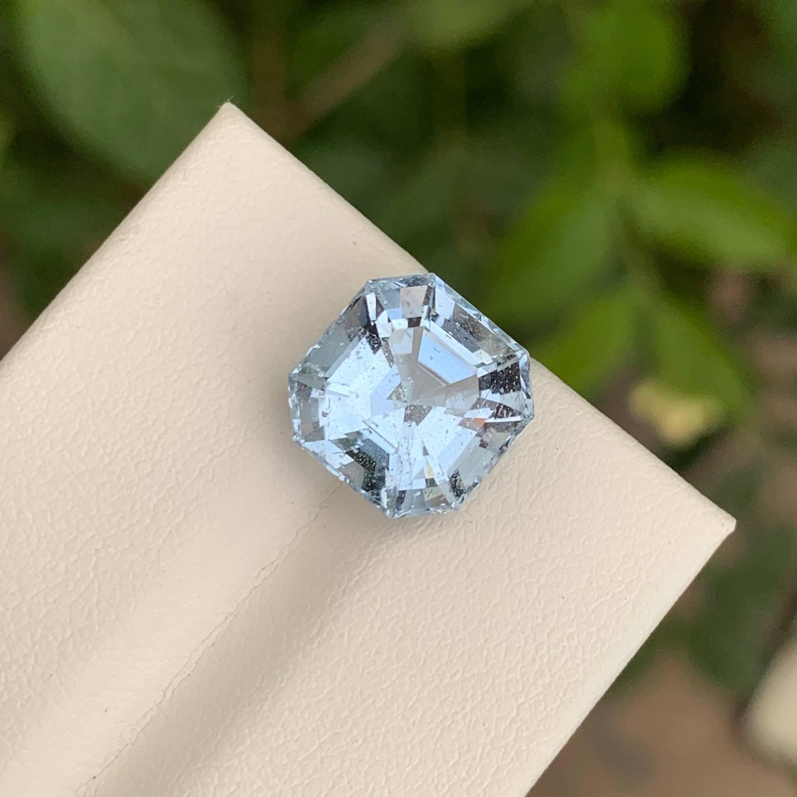5.95 Carat Loose Aquamarine Goshenite Asscher Cut Natural Pakistani Gemstone in vendita 3