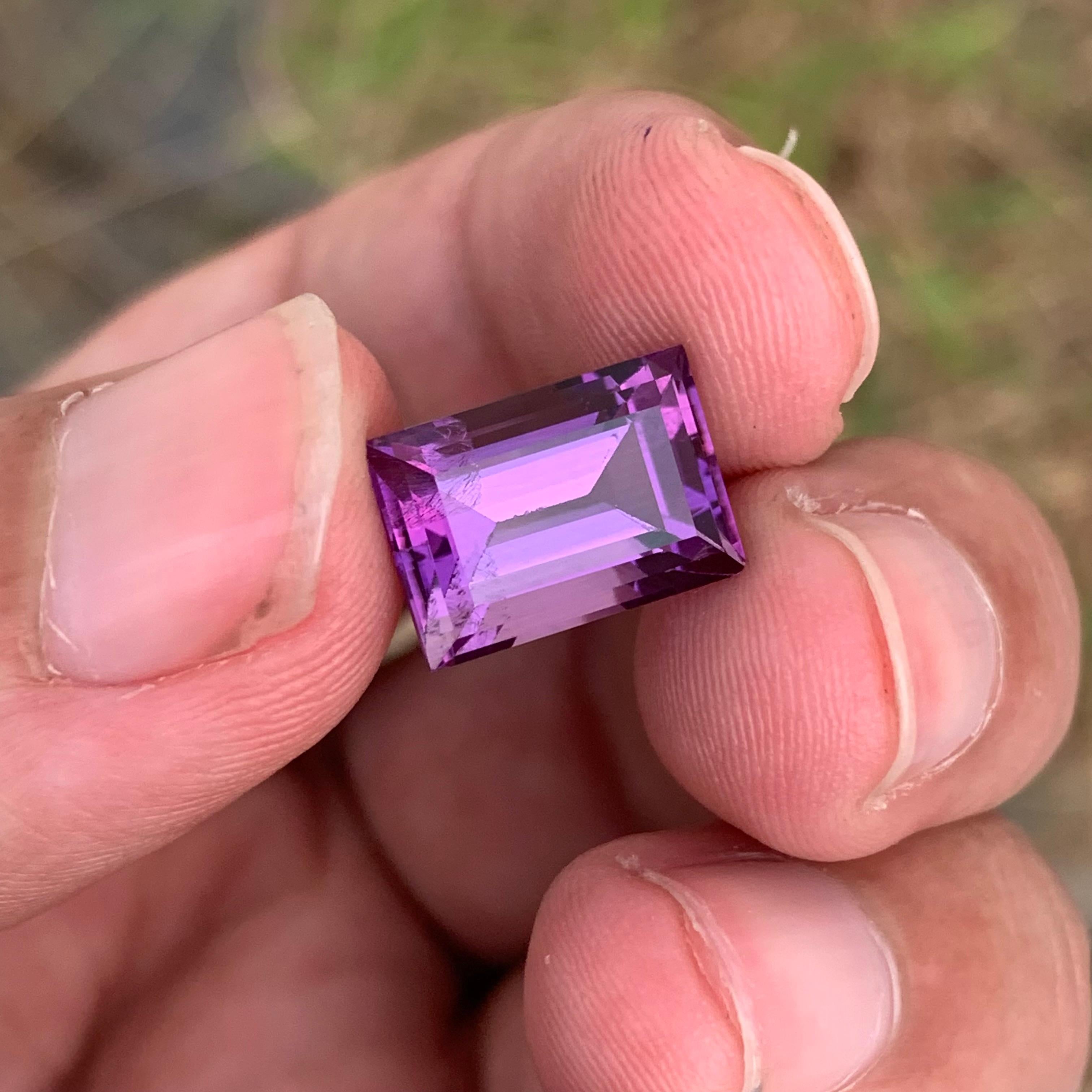 5,95 Karat Natürlicher loser Amethyst Baguette Form Edelstein im Angebot 6