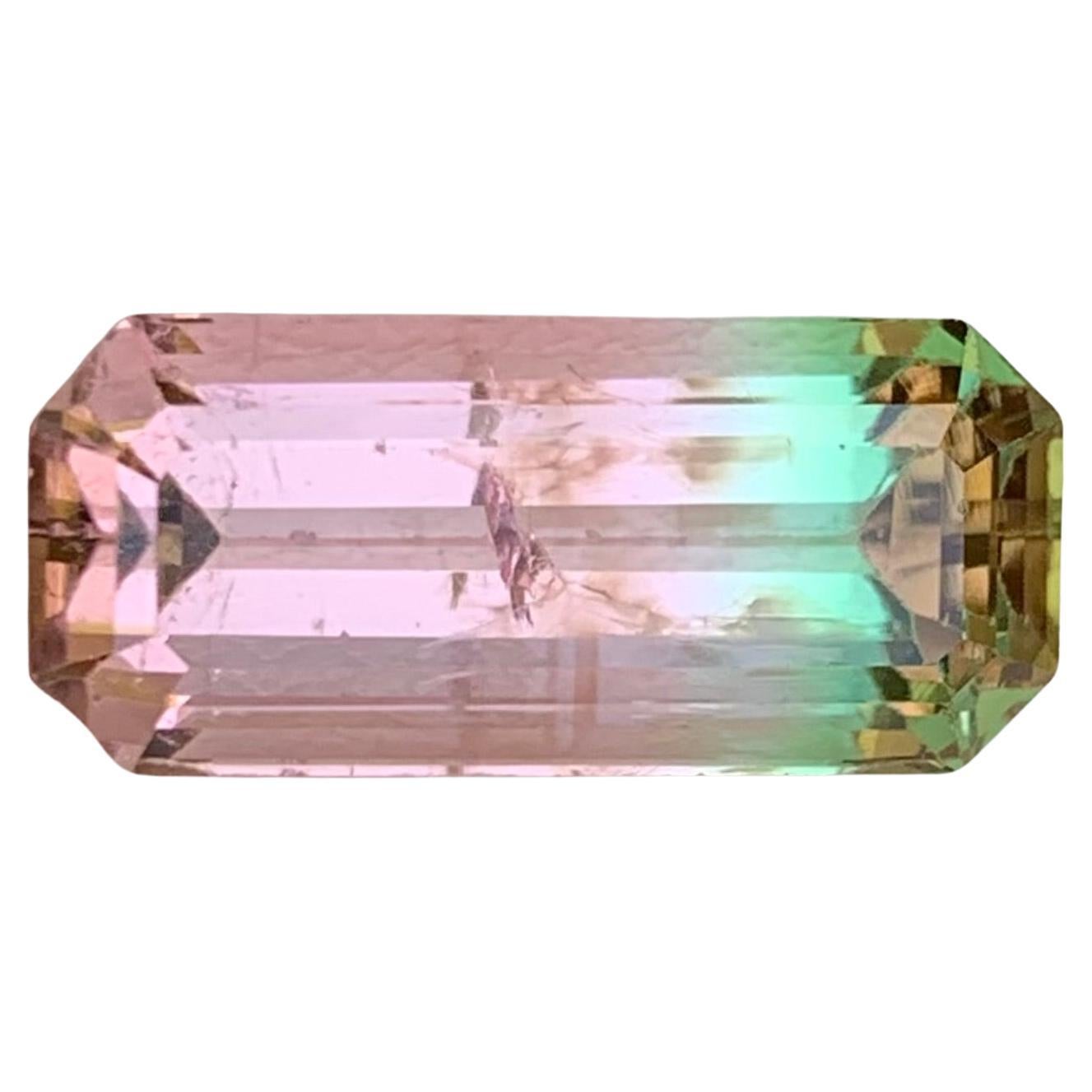 5.95 Carat Natural Loose Bi Colour Tourmaline Emerald Shape Gemstone