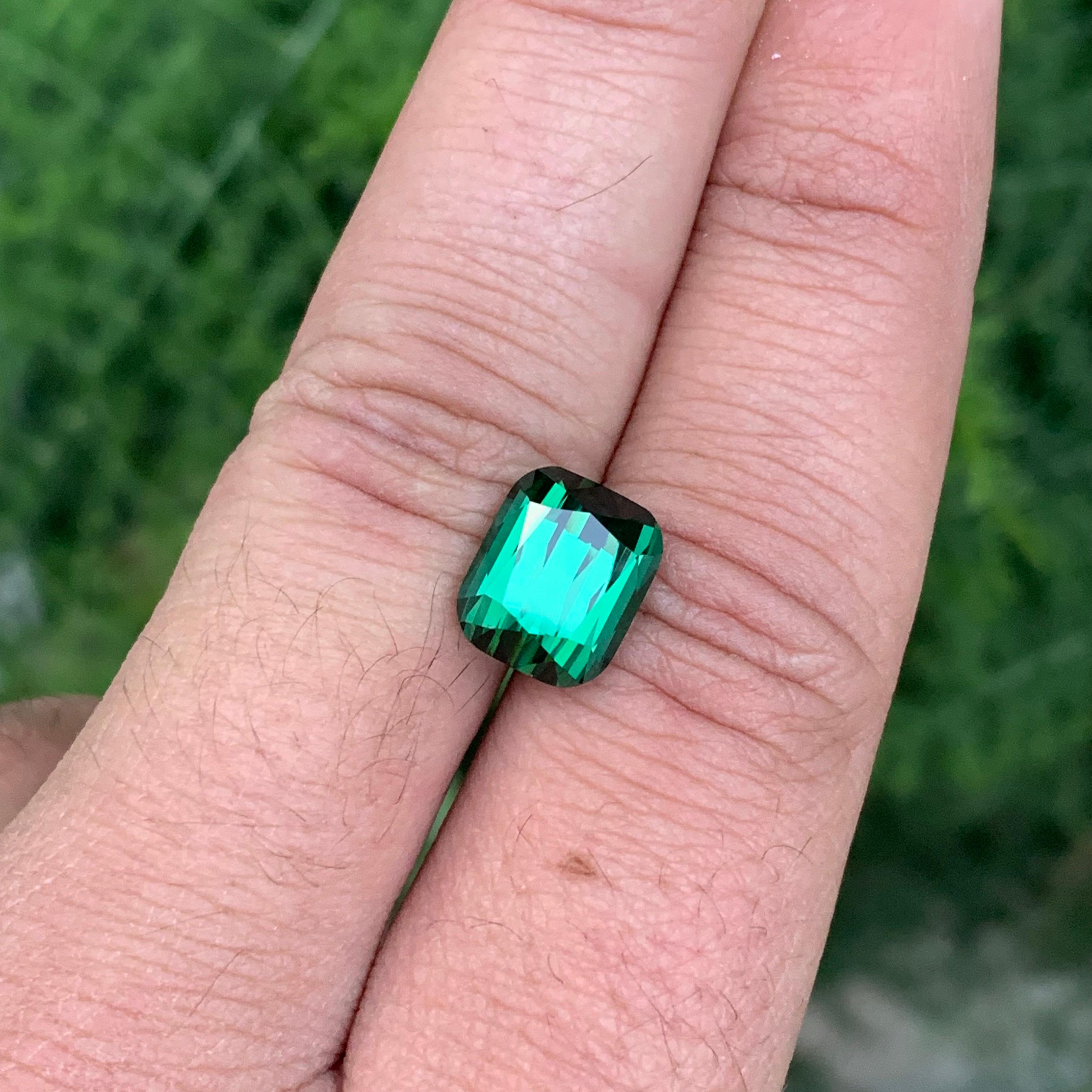 5.95 Carat Natural Loose Green Tourmaline Cushion Shape Gem en vente 5
