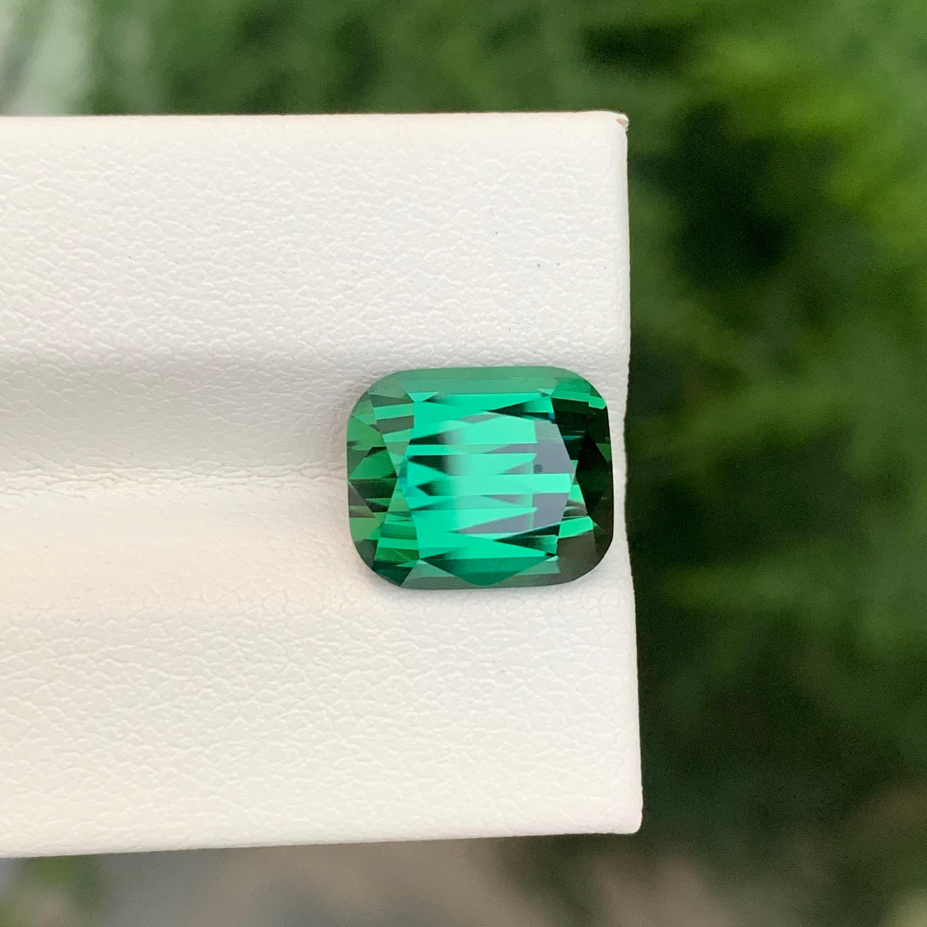 5.95 Carat Natural Loose Green Tourmaline Cushion Shape Gem en vente 7